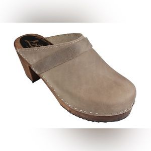 NEW - Lotta from Stockholm - High Heel Classic Clog in Taupe Oiled Nubuck